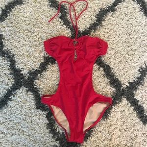 Red cut out one piece swimsuit. Xhilaration.